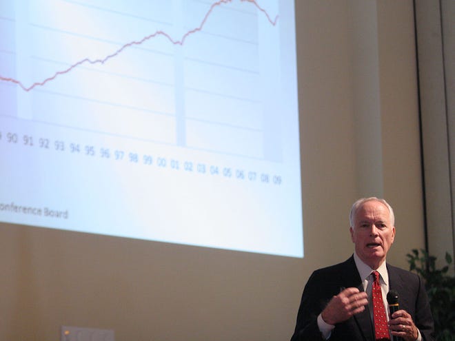 Economist 
Loren Scott gives his 
economic 
forecast for 
the region 
Thursday at the Cypress 
Columns in Gray.