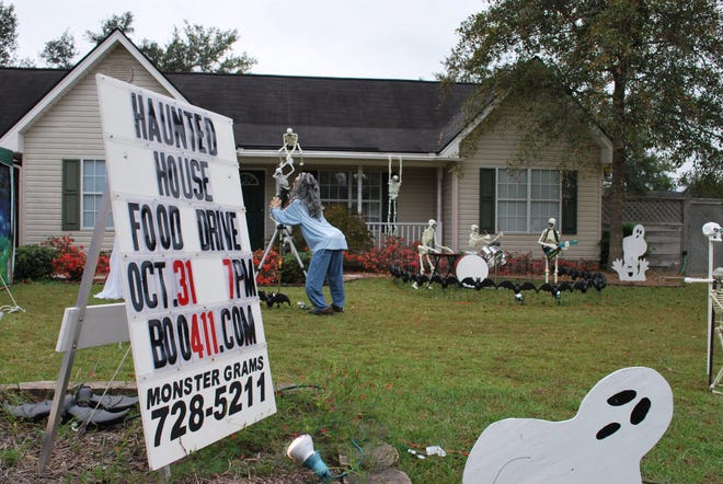 Martie and Keith Tompkins\u2019 home at 140 Brittany Lane in Guyton has been transformed into a haunted house for the public. It will be open from 7 to 10 p.m. Saturday and features nine scare zones. (Corey Dickstein/Effingham Now)