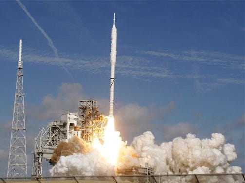 The Ares I-X test rocket lifts off successfully from Pad 39B at the Kennedy Space Center in Cape Canaveral, Fla., Wednesday, Oct. 28, 2009.