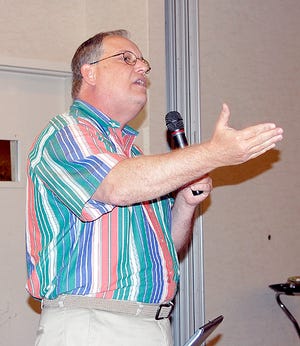 LSU AgCenter horticulturist Dan Gill speaks during the district fall meeting of garden clubs held Friday at the Holiday Inn Gonzales.