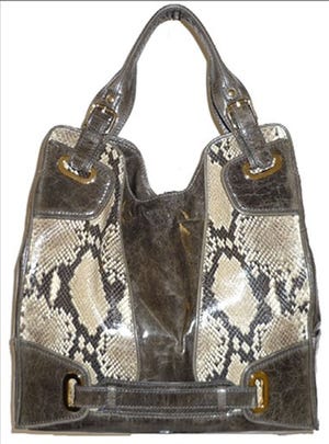 This product image released by Kooba shows a London bag with Python print.
