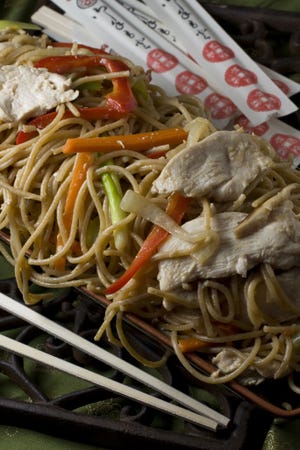 By taking control of the amount of sodium and oil, a home made Chinese dinner will give you the enjoyment of take-out with a healthier twist. Try a small amount of peanut oil in a nonstick skillet when stir frying this chicken and shiitake mushroom lo mein.