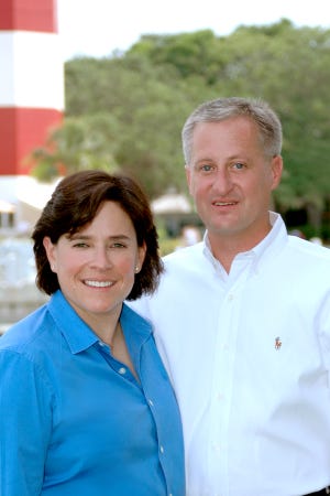 John and Elizabeth Calvert are seen in this July 2006 file photo provided by Hilton Head Monthly Magazine. A memorial service for the couple will be held Nov. 15 in Atlanta, the college announced Wednesday.