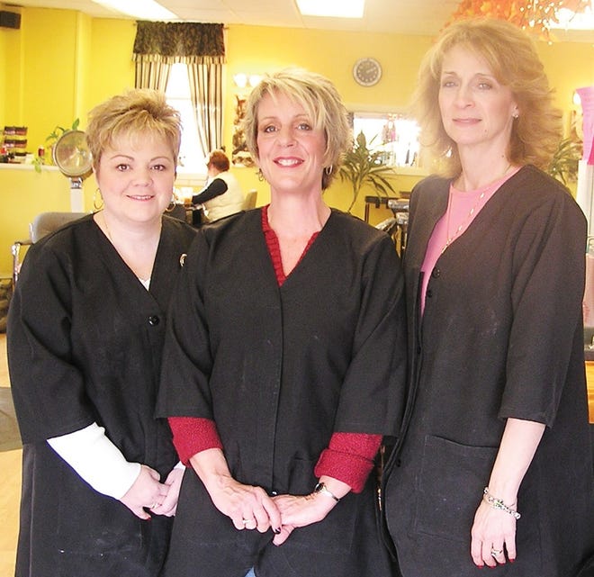 Pictured is Lisa Cormier, Judy Nelson (owner) and Carolyn Bangrazi, who will be donating 100 percent of their time, talent and proceeds to raising money for cancer research.