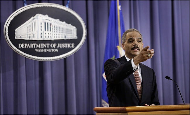 Attorney General Eric H. Holder Jr. announcing on Friday that Khalid Shaikh Mohammed would be prosecuted in federal court in New York. A trial date has not been scheduled.