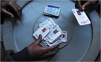 Seeking Clues The faces of the slain or the missing peer up in the discard pile in a prison in Columbia, S.C. Inmates buy the cards for $1.72 a deck.