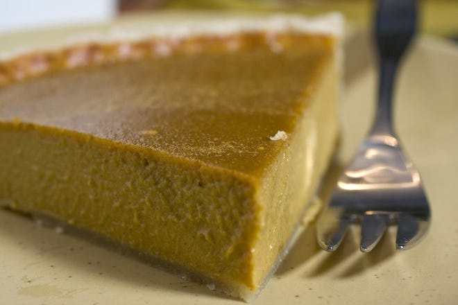 A shortage of canned pumpkin could mean that a pumpkin pie like this will be harder to come by on the Thanksgiving holiday.