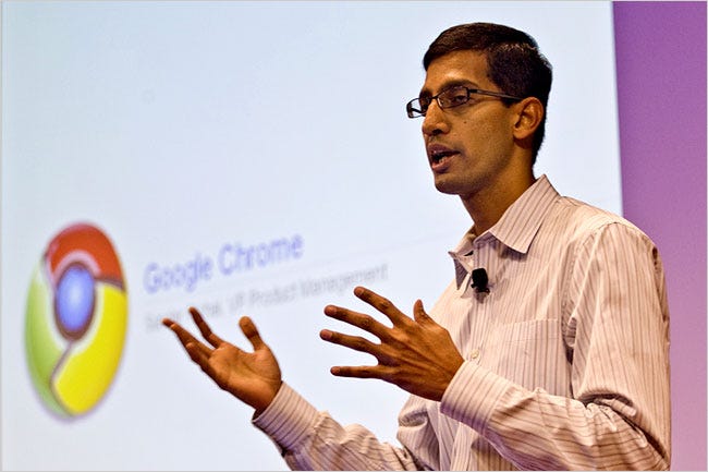 In September, Sundar Pichai of Google discussed the Chrome operating system, which will not be on computers for a year.
