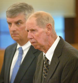 At Norfolk Superior Court in Dedham, family members of Michael Davey, the Weymouth police officer killed on a detail, speak at the sentencing of Ronald Gale, 79, who changed his plea to guilty in the case. Gale in the courtroom with attorney William Sullivan.