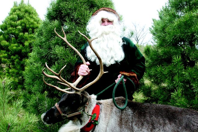 Dave Schonfelder (dressed as Father Christmas) and Holly Berry, one of his reindeer, are popular with area children and make various appearances at local businesses. They will be at Farm King twice, Dec. 5 and Dec. 22, and County Market, Dec. 12.