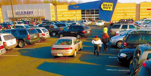 The parking lot was full at The Shoppes at Stroud on Route 611, Stroud Township, on Black Friday 2008.