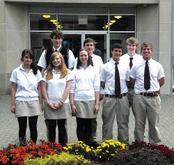 Submitted photo Pope John students Julianne Basile, Ivanna Bond, Michael Grinthal, John Lodge, Megan Murdock, Selena Noel, Christopher Patterson, Jacob Sutherland and Dillon White recenlty were named as commedned students.