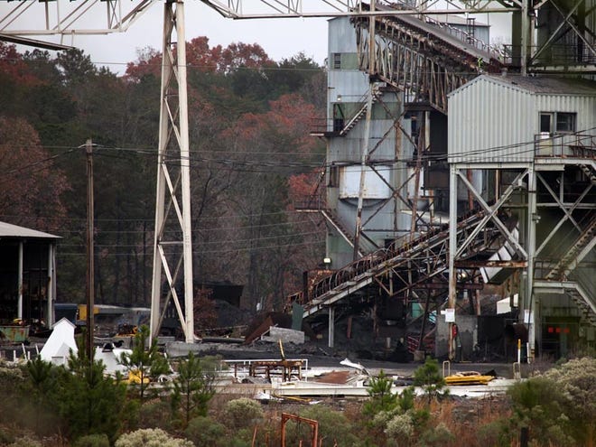Outside the entrance to Jim Walter mine Number 7 in Brookwood, Nov. 24, 2009. One miner has died and four more have been transported to DCH Regional Medical Center in Tuscaloosa.