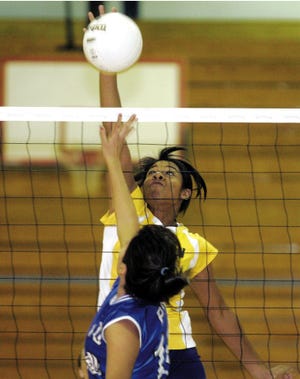 File Photo by Daniel Freel/New Jersey Herald Vernon’s Nadia Womble, top, proved herself once again to be among the top girls’ volleyball players in Sussex County.