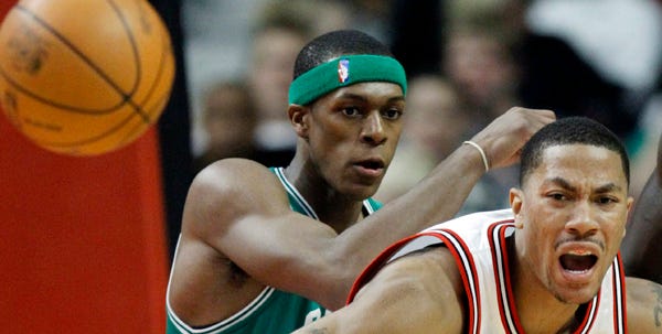 Boston's Rajon Rondo finished with 16 points and 14 assists for the Celtics, who won their 10th in a row.