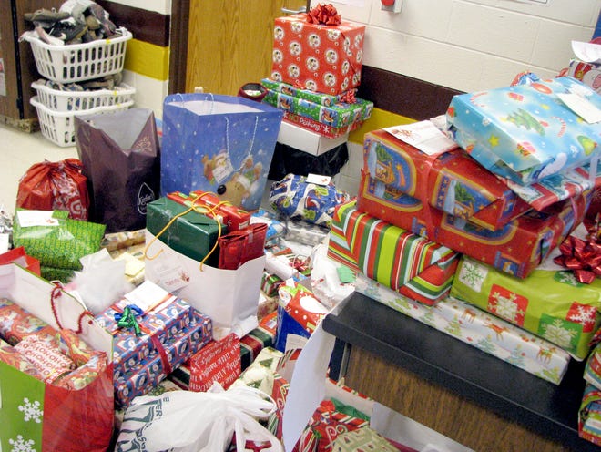 Presents are wrapped and ready at Dunlap High School.