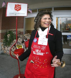 Mary Drazin is a volunteer bell ringer for the Salvation Army at the Dillons store at 29th and Urish.