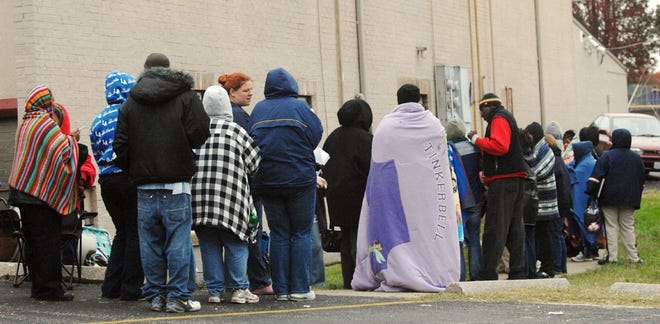 More than 80 adults and children lined two sides of the Voluntary Action Center building waiting to sign up for the annual Adopt-AFamily Christmas program. Late in 2009, the unemployment rate for Missouri approached 10 percent.