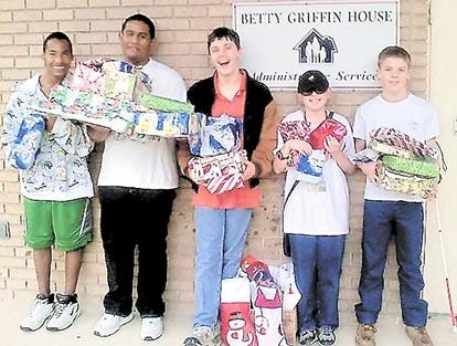 FSDB students were all smiles when they brought gifts to the Betty Griffin House. Contributed photo
