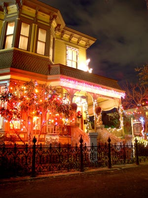 Roussell's Garden at 208 E. Henry St. takes on a festive glow. (James Byous/For the Closeup)