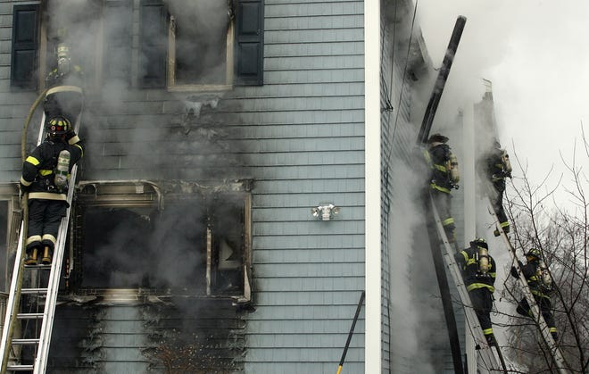 Many firefighters continue to attack the stubborn blaze.