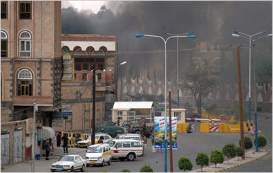 A car bombing in 2008 at the American Embassy in Sana, Yemen, for which the Yemeni branch of Al Qaeda claimed responsibility.