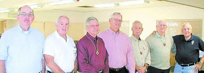 Newly installed and outgoing officers of the brotherhood are, from left: Peter Welch, Bill Hall, Bobby Jenkins, Alex Wilson, Jack Daly, Dan Maybee and Bill Rowley. Bill Bostwick was unable to attend this meeting. Contributed photos