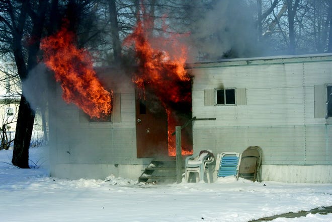 The home of Joe and Tina Holeman, 312 W. Eighth Ave., was destroyed in a fire Sunday at about 10:30 a.m.