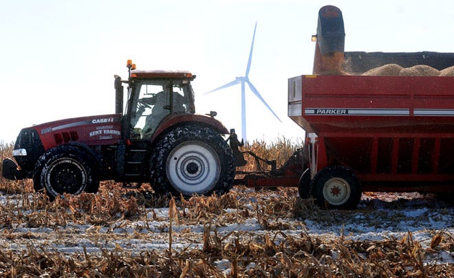 Stefanie Weiss / The Journal-Standard
Corn crops are still being harvested at Kent Farms in Nora Tuesday.