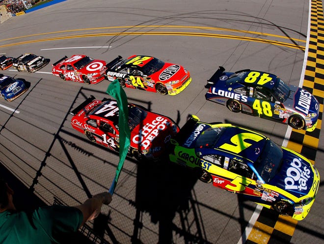 Chris Graythen/Getty ImagesThe start of the NASCAR Sprint Cup Series AMP Energy 500 at Talladega Superspeedway in November. ESPN will move nine of 10 Chase for the Championship races away from ABC this year.