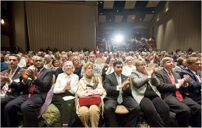The audience at a forum held by Tea Party groups in Holland, Pa.