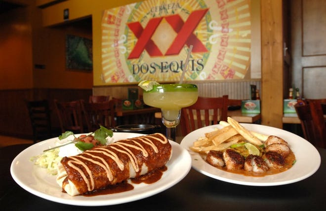DON BURK The Times-UnionStuffed Chicken and Black Bean Burrito (left) and Scallops with Chilli Pecan Sauce are two of the offerings at Salty Rock Cantina.