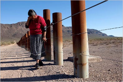 Ofelia Rivas, 53, an Indian rights advocate who lives on the Tohono O'odham Nation in Arizona, at the border with Mexico.