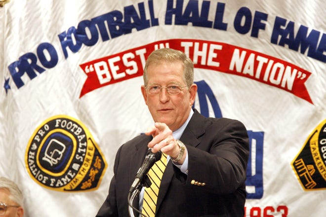 Hall of Fame luncheon speaker West Virgina University football coach Bill Stewart.