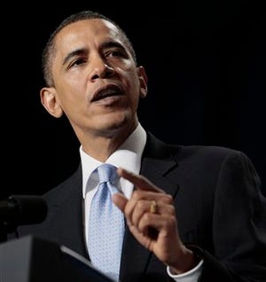 President Barack Obama speaks at the National Prayer Breakfast in Washington.