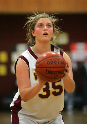Weymouth's Hannah Monahan concentrates on her free throw during the Wildcats' 42-38 triumph over Milton Friday.