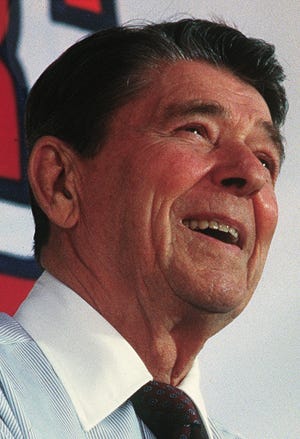 President Ronald Reagan during a 1986 visit to the Illinois State Fair in Springfield. File/The State Journal-Register.