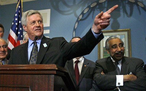 In a 2008 photo House Agriculture Committee Chairman, Rep. Collin C. Peterson, D-Minn., calls on a reporter during a news conference after the House approved the Food, Conservation and Energy Act of 2008, in Washington. Peterson has said he'd oppose significant changes to the current Farm Bill.  Rep. Charles Rangel, D-N.Y., is at right.