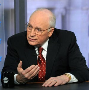 Former Vice President Dick Cheney makes a point during an interview on ABC's This Week in Washington.