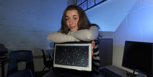 Kelsie Krafton, a senior at Sturgis Charter Public School in Hyannis, hopes to add her initials to the names of the two asteroids she has discovered.
