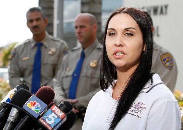California Highway Patrol dispatcher Leighann Parks talks about helping a driver James Sikes with his runaway Toyota Prius at a news conference held Tuesday, March 9, 2010 in El Cajon, Calif.
