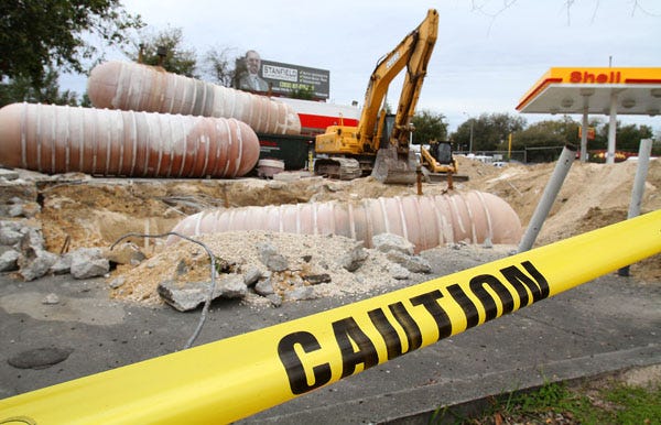 New gasoline storage tanks are shown ready for installation at the Shell Station at the intersection of Northwest 10th Street and North Pine Avenue in Ocala on Tuesday.
