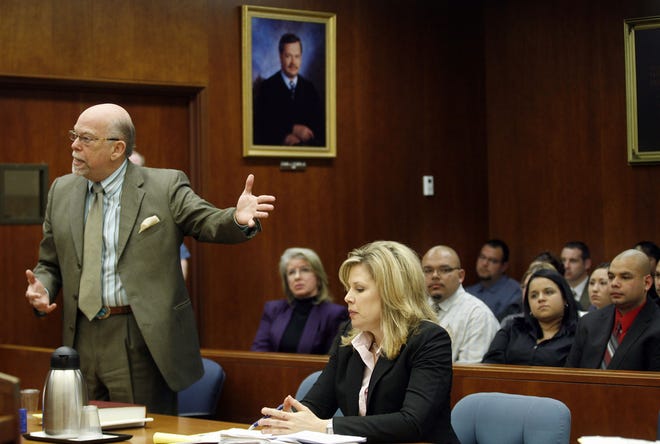 Topeka attorney Pedro Irigonegaray, left, shown arguing against a March 2009 motion to drop criminal charges against Topeka police officer Jason Judd, is part of the legal team that says it will file a federal civil lawsuit against the city of Topeka on behalf of four plaintiffs, including Angel Rivera and Daniel Llamas, right.