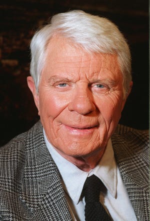 FILE - In this May 22, 1996 file photo, actor Peter Graves says he wasn't asked to portray his signature role in the film remake of ``Mission Impossible,'' the big-budget movie starring Tom Cruise. Graves said in the New York Daily News, Sunday, May 26, 1996, he wouldn't like to play Phelps as the bad guy. Graves' publicist, Sandy Brokaw, says the actor died Sunday shortly after returning to his Los Angeles home from brunch with his family. He was 83. (AP Photo/Mark J. Terrill, file )
