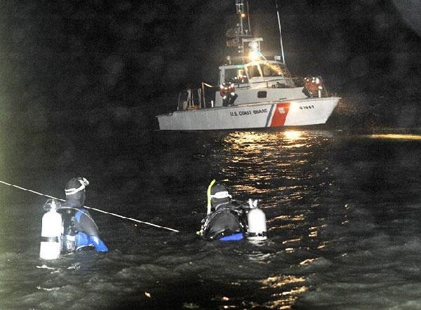 Falmouth firefighters and police worked with the Coast Guard last night searching for a car that was driven into Falmouth Harbor by a man who was reportedly suicidal. The man escaped from the vehicle and was transported to Falmouth Hospital.