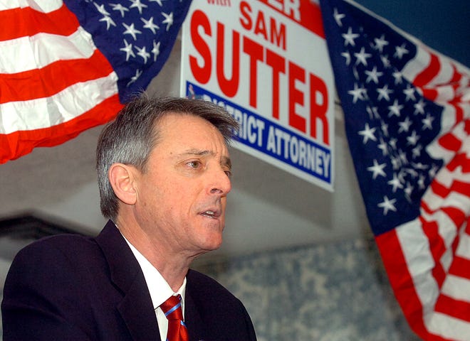DA Sam Sutter announcing he would be seeking a second term in office.