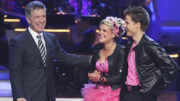 Tom Bergeron laughs it up with Kelly Osbourne and Louis van Amstel during season nine of "Dancing with the Stars." Osbourne came in third place last season. She was also one of the stars who auditioned for Samantha Harris' co-hosting job, which ultimately went to season seven champion Brooke Burke.