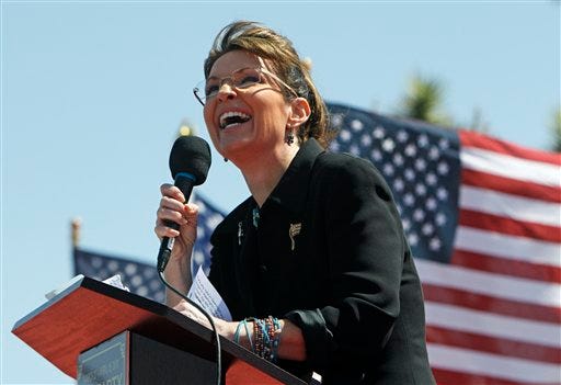 Sarah Palin speaks at the "Showdown in Searchlight" tea party rally in Searchlight, Nev., Saturday, March 27, 2010.