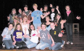 The Sherrard High School Drama Department is presenting Godspell on April 8, 9, and 10 at 7 p.m. in the high school auditorium. In front row, from the left, are: Emily Mills, Jessica Bowers, Chelsie Gross, Emma Williams and Laura Swanson. Middle row: Hannah Gelaude, Emily Keener, Anna Dahlstrom and Samantha Kammerman. Back row: Molly Williams, Aurora Hood, Alex Felt, Adam Balk, Tad Goldner, Marty Werkheiser and Monica Matt.