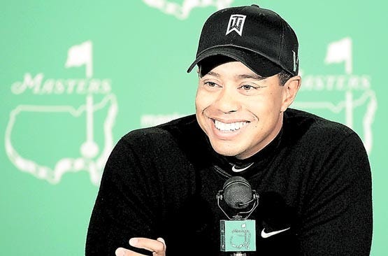 Tiger Woods speaks to the media during an April 7, 2009, news conference at the Masters golf tournament in Augusta, Ga. File/AP Photo